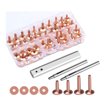 Kobbernitter og -kniv, massive messing rustfrie stifter lædernitter til