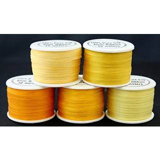 5 spoler 100% rent broderi silke b?nd 4 mm x 55 meter gule toner broderi silke b?nd broderi forsyninger/s?t