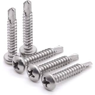100 stk #6 x 1 Phillips pan hoved selvboringsskrue 410 rustfrit stål panhoved Hurtigt selvtappende skruer til plastplastplast uden præ-borede hul