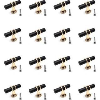 Susenya bar skåphandtag knopp dra 16-pack skåp knopp1.97 längd enkel hål t knoppar för skåp med skruvar zinklegering svart guld