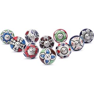 Ajuny sæt med 10 keramiske knapper farverige til køkkenskabe badeværelse skabe kommode skuffer bryst håndlavet keramik dekorative flerfarvede kna