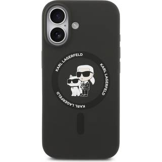 iPhone 17 Karl Lagerfeld Karl and Choupette MagSafe Cover i flydende silikone - Sort