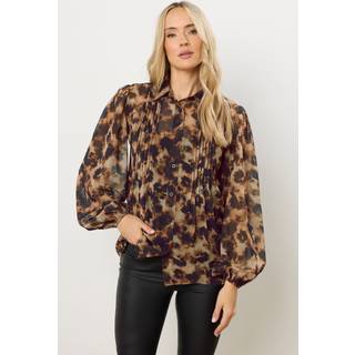 Lts Tall Brown Marble Sheer Pintuck Blouse 16 Lts | Tall Women's Shirts & Blouses