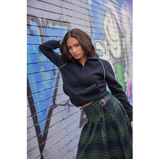 PixieGirl Petite PixieGirl Petite sweatshirt med kontrastfarvet piping og lynlås