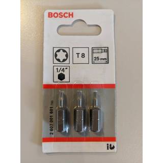 Bosch Bit T8 L:25 Mm 3 Stk - 2607001601 ✓ På lager - klar til levering og afhentning