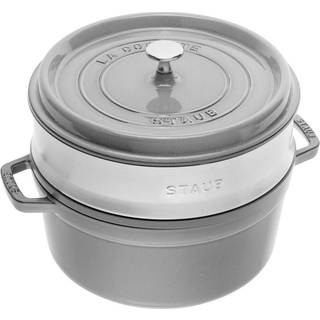 Staub La Cocotte Cocotte Med dampindsats 26 cm / 5,25 l, Rund, Grafitgrå, Støbejern