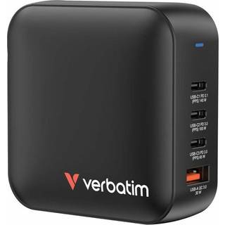 VERBATIM Mini GaN Charger 165W 4 Port US plug with EU and UK adaptors