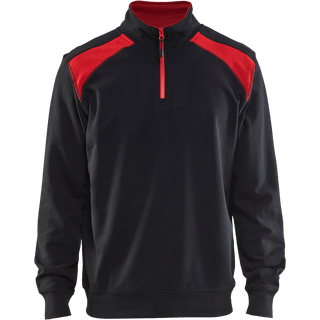 Blåkläder 3353 Sweatshirt half zip / Sweatshirt half zip - L - Sort/Rød