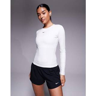 Langærmet Nike One Fitted Dri-FIT-trøje til kvinder - hvid - XL (EU 48-50)