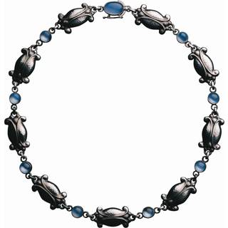 Georg Jensen Moonlight Blossom halskæde 15, sølv med blå månesten