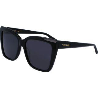 Ferragamo Kvinde SF1102S 001 Solbriller Acetat Sort Grå Firkantet Normal Normal