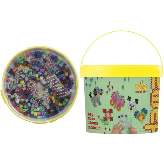Hama maxi perler 3000stk + 4 plader i bøtte, gul