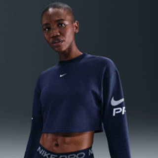 Løstsiddende Nike Pro-Dri-FIT-sweatshirt i french terry med rund hals til kvinder - blå - XXS (EU 30)