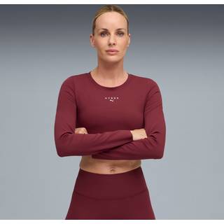 PUMA x HYROX SHAPELUXE Long Sleeve Cropped Tee Women, Clothing, Ruby Shimmer, XXL