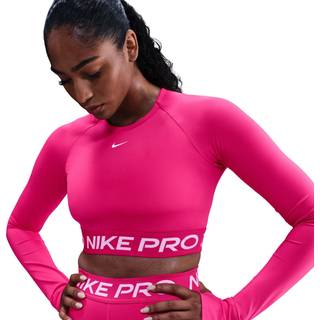 Kort Nike Pro Dri-FIT-top med lange ærmer til kvinder - Pink - L (EU 44-46)