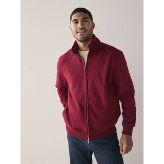 Next Dark Red Cotton Rich Jersey Full Zip Funnel Neck Sweatshirt