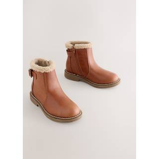 Next Tan Brown Leather Warm Lined Ankle Boots