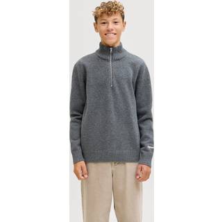 Norrebro Half Zip Striktrøje, Dark Grey Melange, 164 cm