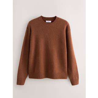 Next Rust Brown Relaxed Fit Cosy Crew Neck Jumper with Wool