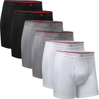 BAMBOO TRUNKS WITH FLY - Black | Grey | White / XL / 6-Pack