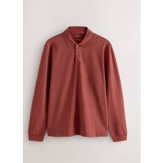 Next Red Regular Fit Long Sleeve Pique Polo Shirt - small