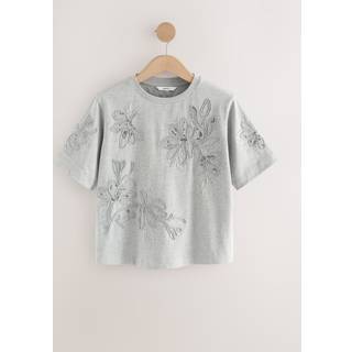 Next Grey Floral Print Embellished T-Shirt