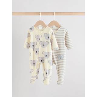 Next Grey Baby Micro Fleece Two Way Zip Sleepsuits 2 Pack