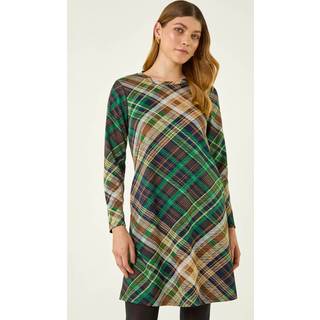 Roman Kjole med romersk ternet print og swinglommer - EU 38 (UK 10)