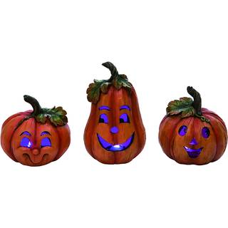 Halloween Kürbis Dekofigur in Holzoptik 3er Set
