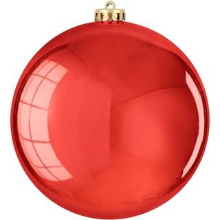 Stor julekugle blank rød 15 cm i dia