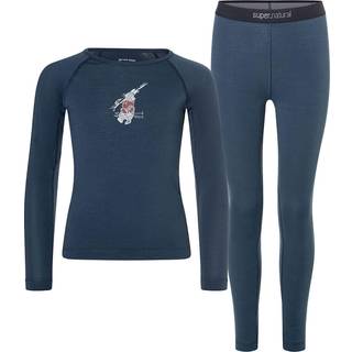 super.natural Kid's Tundra175 Ski Bunny Set Merino undertøj Børn størrelse 140 farve blå