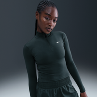 Nike One Fitted Dri-FIT-mellemlag med 1/4-lynlås til kvinder - grøn - XL (EU 48-50)