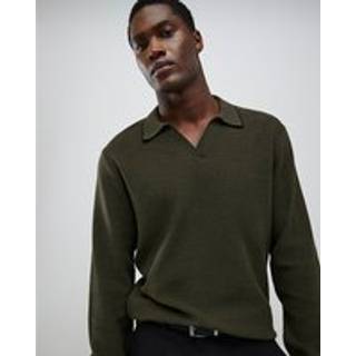 River Island River Island Green Texture Open Collar Jumper