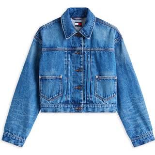 Pleated Denim Cinch-Back Trucker Jacket