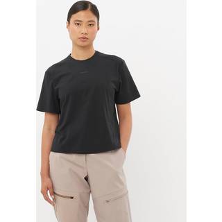 Salomon Women's Trackline Short Sleeve Tee Deep Black, Deep Black/, S
