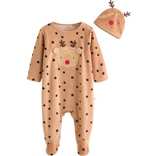 Next Brown Reindeer Baby Christmas Dress Up Sleepsuit (0mths-2yrs)