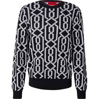 HUGO Herren Pullover schwarz Gemustert,Raute und Karo