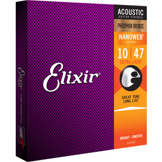 Elixir Nanoweb Phosphor Bronze Guitarstrenge (Extra Light, 10-47)