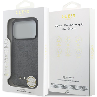 iPhone 17 Pro Guess 4G Charm Hybrid Cover - MagSafe-kompatibel - Grå