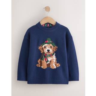 Next Navy Blue Dog Christmas Jumper (3mths-16yrs)