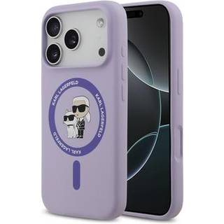 iPhone 17 Pro Karl Lagerfeld Karl and Choupette MagSafe Cover i flydende silikone - Lilla