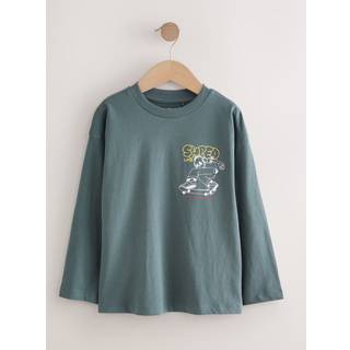 Next Grey Back Print Relaxed Fit Graphic Long Sleeve Cotton T-Shirt (3-16yrs)