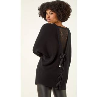 Roman Romersk V-hals striktrøje med blonderyg