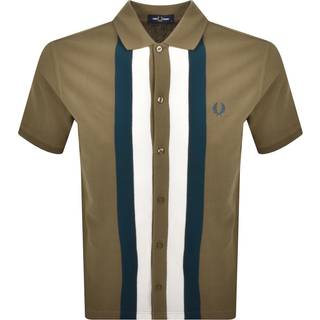 Fred Perry Panelled Button Through Polo Brown