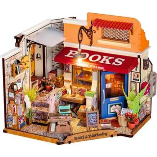 Corner Bookstore - DIY Miniature House, Bookshelf Decoration Kit - Rolife