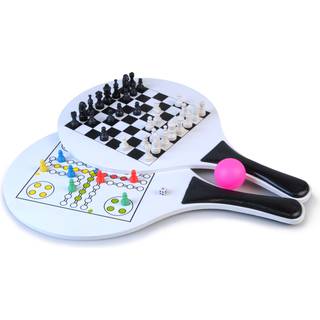 Strandtennisset i trä med spelplan för Fia och Schack