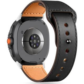 Tech-Protect Samsung Galaxy Watch 8 / 8 Classic (40 / 44 / 46mm) Leatherfit Rem - Ægte Læder - Sort / Brun