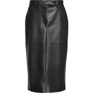 Faux Leather Midi Skirt - Black - 8