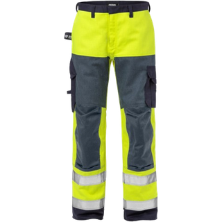 Fristads 125940 Flame Hi Vis bukser kl.2, 2585 / Arbejdsbukser Hi-Vis gul/Marine C58