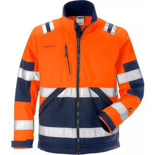 Fristads 125024 Hi Vis softshelljakke kl.2 4083 / Arbejdsjakke Hi-Vis Orange/Marine 2XL